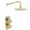 Arezzo Brushed Brass Industrial Style Shower System With Concealed Valve + Head -Shower Baths Discount is2bbpkd6