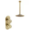 Arezzo Brushed Brass Industrial Style Shower System With Concealed Valve + Ceiling Mounted Head 1 Arezzo Brushed Brass Industrial Style Shower System With Concealed Valve + Ceiling Mounted Head -Shower Baths Discount is3bbpkd5