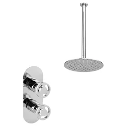 Arezzo Chrome Industrial Style Shower System With Concealed Valve + Ceiling Mounted Head