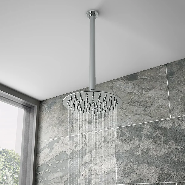 Arezzo Chrome Industrial Style Shower System With Dual Concealed Valve + Ceiling Mounted Head 7 Arezzo Chrome Industrial Style Shower System With Dual Concealed Valve + Ceiling Mounted Head - Image 5