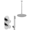 Arezzo Chrome Industrial Style Shower System With Concealed Valve, Handset + Ceiling Mounted Head