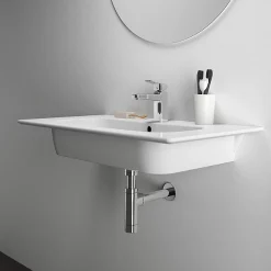 Ideal Standard I.Life A 1TH Wall Hung Basin + Chrome Bottle Trap -Shower Baths Discount isila84wh d4