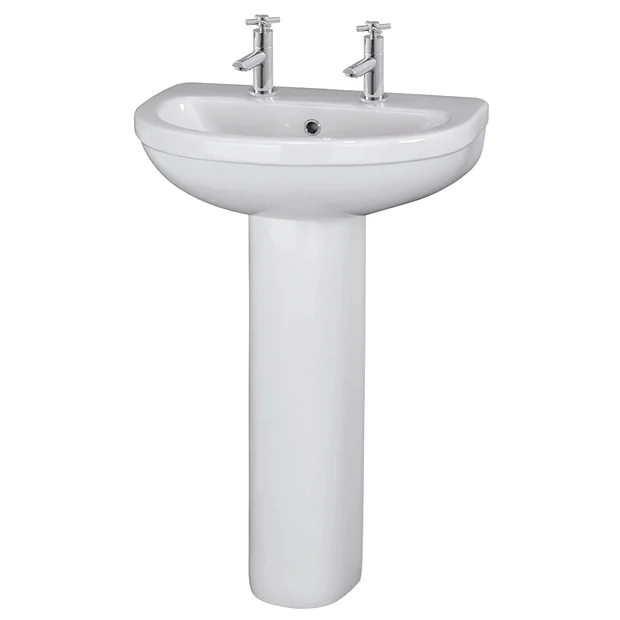 Nuie Ivo Basin With Full Pedestal (555mm Wide - 2 Tap Hole) 3 Nuie Ivo Basin With Full Pedestal (555mm Wide - 2 Tap Hole)