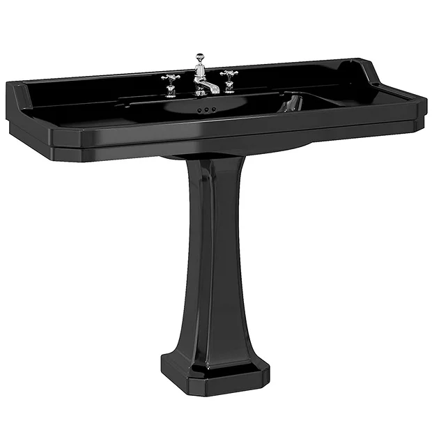 Urlington Bathroom Burlington Jet Black Edwardian 3TH 120cm Basin & Classic Pedestal 3 Urlington Bathroom Burlington Jet Black Edwardian 3TH 120cm Basin & Classic Pedestal