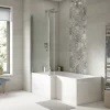 Milan Bathroom Milan L-Shaped Shower Bath 1600mm (inc. Hinged Screen + Acrylic Panel) -Shower Baths Discount l1600fs detail2