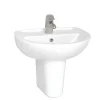VitrA - Layton Basin And Half Pedestal - 1 Tap Hole - 3 Size Options -Shower Baths Discount lay551thhpl