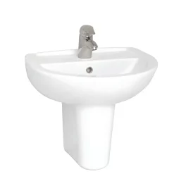 VitrA - Layton Basin And Half Pedestal - 1 Tap Hole - 3 Size Options