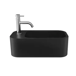 Crosswater Popolo 480 X 250mm (1TH) Wall Hung Cloakroom Basin - Matt Black 7 Crosswater Popolo 480 X 250mm (1TH) Wall Hung Cloakroom Basin - Matt Black -Shower Baths Discount lha