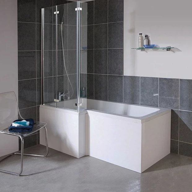 Milan Bathroom Milan Square Shower Bath - 1700mm Inc. Double Hinged Screen + MDF Panel 4 Milan Bathroom Milan Square Shower Bath - 1700mm Inc. Double Hinged Screen + MDF Panel - Image 2