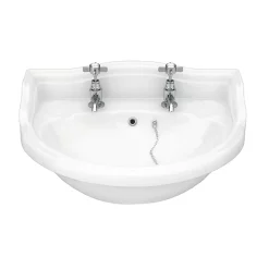 Victorian Plumbing Monaco Traditional Wall Hung Cloakroom Basin (500mm Wide - 2 Tap Hole)