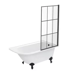 Victorian Plumbing Appleby 1550 Roll Top Shower Bath With Matt Black Grid Screen + Leg Set 12 Victorian Plumbing Appleby 1550 Roll Top Shower Bath With Matt Black Grid Screen + Leg Set -Shower Baths Discount mbap15bs n d1
