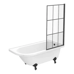 Victorian Plumbing Appleby 1700 Roll Top Shower Bath With Matt Black Grid Screen + Leg Set -Shower Baths Discount mbap17bs n d5