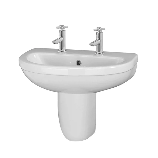 Milton Accessible Bathroom Milton 550 X 445 Wall Hung Basin With Semi Pedestal (2 Tap Hole) 5 Milton Accessible Bathroom Milton 550 X 445 Wall Hung Basin With Semi Pedestal (2 Tap Hole) - Image 3