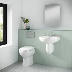 Milton Accessible Bathroom Milton 550 X 445 Wall Hung Basin With Semi Pedestal (2 Tap Hole)