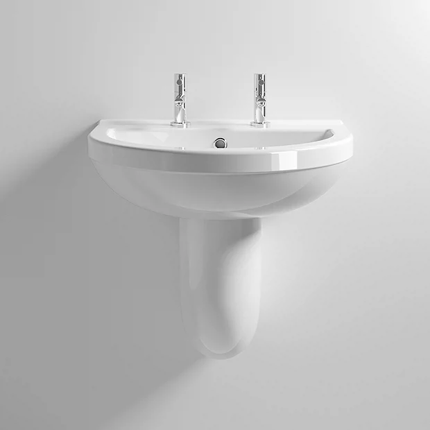 Milton Accessible Bathroom Milton 550 X 445 Wall Hung Basin With Semi Pedestal (2 Tap Hole) 4 Milton Accessible Bathroom Milton 550 X 445 Wall Hung Basin With Semi Pedestal (2 Tap Hole) - Image 2
