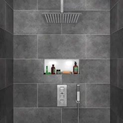 Milan Bathroom Milan Shower Package (inc. 400x400mm Square Rainfall Shower Head + Wall Mounted Handset) -Shower Baths Discount mcsp01 detail2