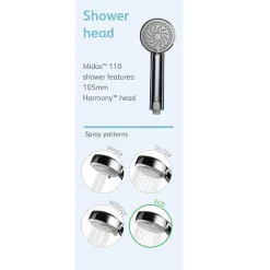 Aqualisa Midas 110 Bath Shower Mixer With Adjustable Head