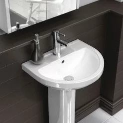 Victorian Plumbing Metro Modern Basin With Full Pedestal (1 Tap Hole) -Shower Baths Discount metromodernbasinwithfullpedestalnd1