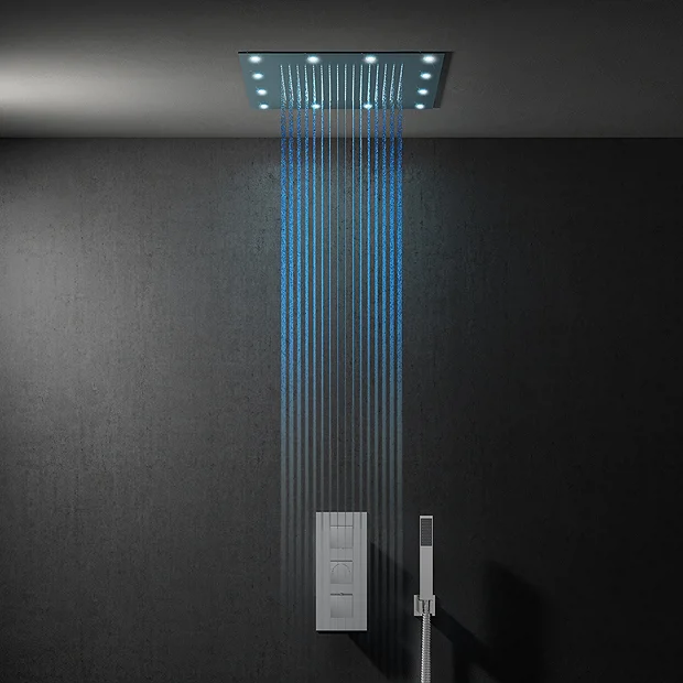 Milan Bathroom Milan 400mm LED Square Shower Package With Concealed Valve + Handset 4 Milan Bathroom Milan 400mm LED Square Shower Package With Concealed Valve + Handset - Image 2