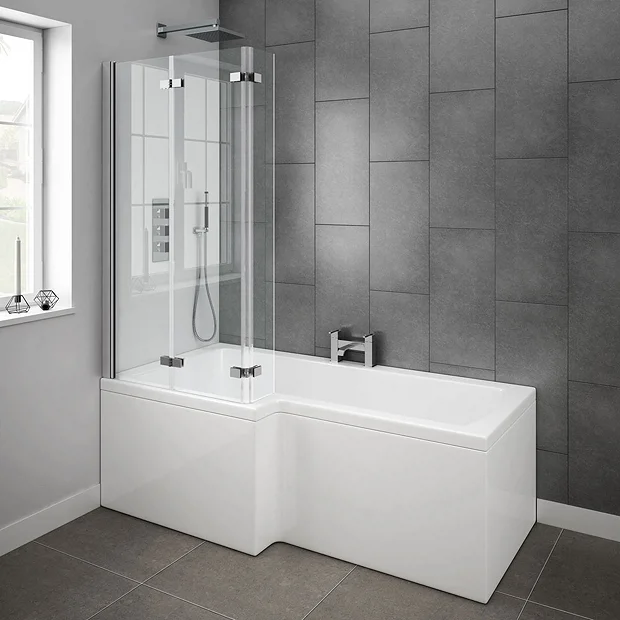 Milan Bathroom Milan Shower Bath - 1600mm L Shaped With Double Hinged Screen + Panel 5 Milan Bathroom Milan Shower Bath - 1600mm L Shaped With Double Hinged Screen + Panel - Image 3