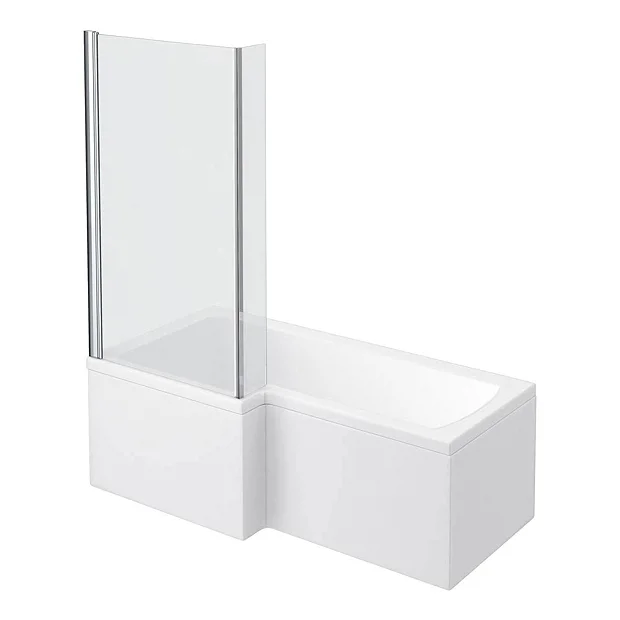 Milan Bathroom Milan L-Shaped Shower Bath 1600mm (inc. Hinged Screen + Acrylic Panel) 4 Milan Bathroom Milan L-Shaped Shower Bath 1600mm (inc. Hinged Screen + Acrylic Panel) - Image 2