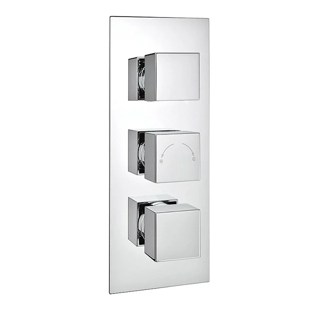 Milan Bathroom Milan Square Concealed Triple Shower Valve With Fixed Head & 4 Body Jets - Chrome 5 Milan Bathroom Milan Square Concealed Triple Shower Valve With Fixed Head & 4 Body Jets - Chrome - Image 3