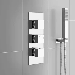 Milan Bathroom Milan Square Shower Package Incl. Flat Fixed Head + Handset -Shower Baths Discount milansquareshowerpackageincflatfixedheadhandsetdetail2