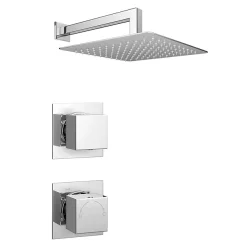 Milan Bathroom Milan Square Concealed Individual Stop Tap + Thermostatic Control Valve With 300mm Shower Head -Shower Baths Discount milisvpk1 detail1