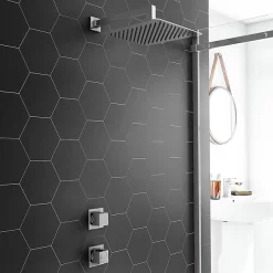 Milan Bathroom Milan Square Concealed Individual Stop Tap + Thermostatic Control Valve With 300mm Shower Head -Shower Baths Discount milisvpk1 lrg