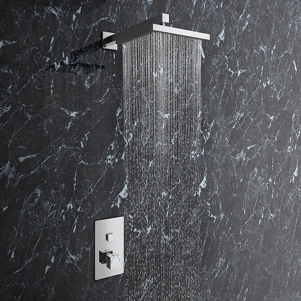 Milan Bathroom Milan Square Concealed Push-Button Valve + Rainfall Shower Head 4 Milan Bathroom Milan Square Concealed Push-Button Valve + Rainfall Shower Head - Image 2