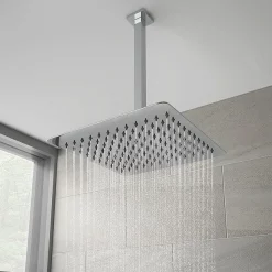 Milan Bathroom Milan Square Push-Button Ceiling Mounted Shower Pack (with Handset + Rainfall Shower Head)
