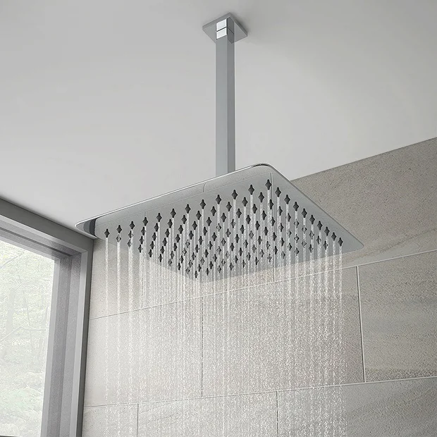 Milan Bathroom Milan Square Push-Button Ceiling Mounted Shower Pack (with Handset + Rainfall Shower Head) 3 Milan Bathroom Milan Square Push-Button Ceiling Mounted Shower Pack (with Handset + Rainfall Shower Head)