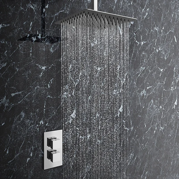 Milan Bathroom Milan Twin Concealed Shower Valve Inc. Ultra Thin 300 X 300mm Head + Vertical Arm 4 Milan Bathroom Milan Twin Concealed Shower Valve Inc. Ultra Thin 300 X 300mm Head + Vertical Arm - Image 2