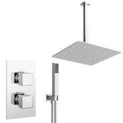 Milan Bathroom Milan Twin Shower Valve Inc. Outlet Elbow, Handset + Ultra Thin Head With Vertical Arm 9 Milan Bathroom Milan Twin Shower Valve Inc. Outlet Elbow, Handset + Ultra Thin Head With Vertical Arm -Shower Baths Discount milpk002nwl