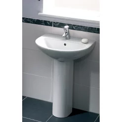 Vitra - Milton Basin And Pedestal - 2 Tap Hole - 2 Size Options -Shower Baths Discount milton 45 d1 1