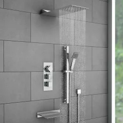 Milan Bathroom Milan Modern Shower Package (Fixed Head, Riser Rail Kit + Bath Spout) 9 Milan Bathroom Milan Modern Shower Package (Fixed Head, Riser Rail Kit + Bath Spout) -Shower Baths Discount mmsppk n lrg