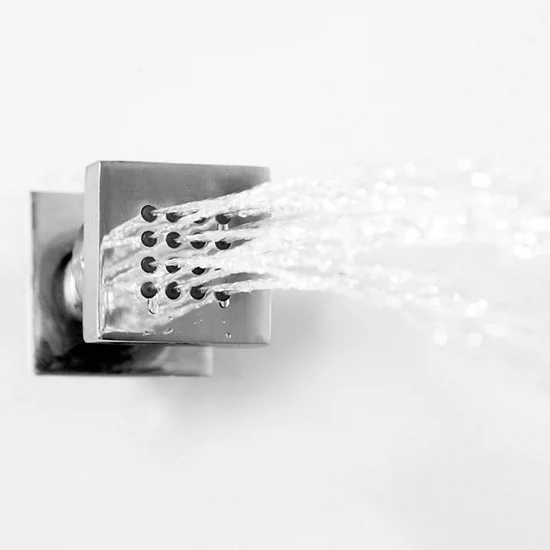 Victorian Plumbing Modern Square Triple Valve With Diverter, Thin Fixed Shower Head, 4 Body Jets + Handset 5 Victorian Plumbing Modern Square Triple Valve With Diverter, Thin Fixed Shower Head, 4 Body Jets + Handset - Image 3