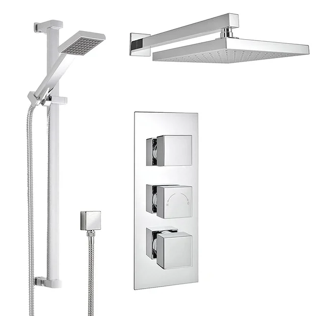 Milan Bathroom Milan Concealed Shower Valve With Slide Rail Kit + Wall Mounted Fixed Head 5 Milan Bathroom Milan Concealed Shower Valve With Slide Rail Kit + Wall Mounted Fixed Head - Image 3