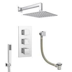 Milan Bathroom Milan Shower Package (Rainfall Wall Mounted Head, Handset + Freeflow Bath Filler)