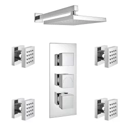 Milan Bathroom Milan Square Concealed Triple Shower Valve With Fixed Head & 4 Body Jets - Chrome 13 Milan Bathroom Milan Square Concealed Triple Shower Valve With Fixed Head & 4 Body Jets - Chrome -Shower Baths Discount msqsvbj d2