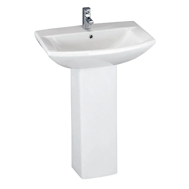 Nuie Asselby 1 Tap Hole Ceramic Basin + Pedestal Set 4 Nuie Asselby 1 Tap Hole Ceramic Basin + Pedestal Set - Image 2