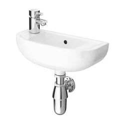 Victorian Plumbing Nile Compact 455 X 205mmm Wall Hung Cloakroom Basin -Shower Baths Discount nil455 d1
