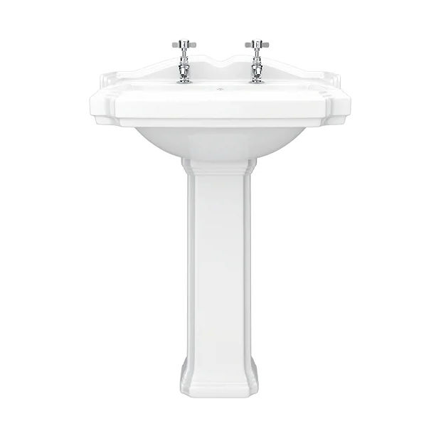 Victorian Plumbing Oxford Ceramic Traditional Basin & Pedestal Set 6 Victorian Plumbing Oxford Ceramic Traditional Basin & Pedestal Set - Image 4