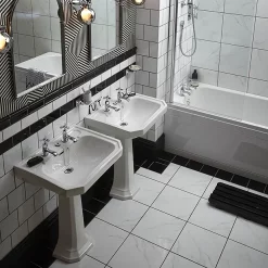 Heritage Bathroom Heritage - Granley Deco 2TH Basin & Pedestal 9 Heritage Bathroom Heritage - Granley Deco 2TH Basin & Pedestal -Shower Baths Discount pgdw05pgrw09 d2
