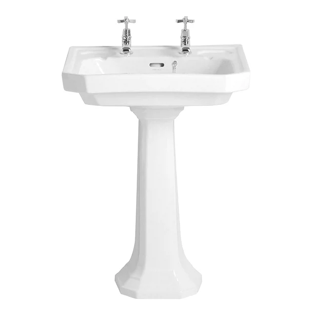 Heritage Bathroom Heritage - Granley Deco 2TH Basin & Pedestal 4 Heritage Bathroom Heritage - Granley Deco 2TH Basin & Pedestal - Image 2