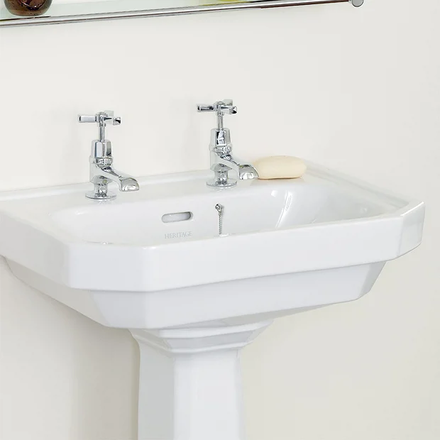 Heritage Bathroom Heritage - Granley Deco 55cm 2TH Basin & Pedestal 5 Heritage Bathroom Heritage - Granley Deco 55cm 2TH Basin & Pedestal - Image 3