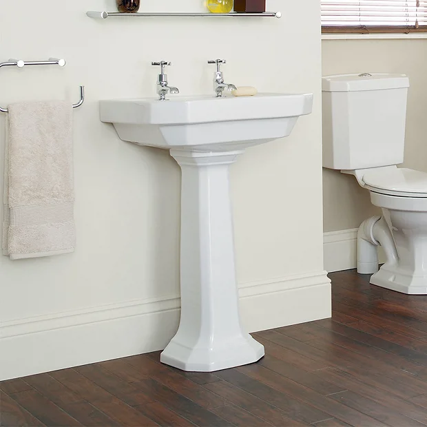 Heritage Bathroom Heritage - Granley Deco 55cm 2TH Basin & Pedestal 3 Heritage Bathroom Heritage - Granley Deco 55cm 2TH Basin & Pedestal