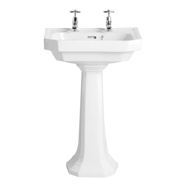 Heritage Bathroom Heritage - Granley Deco 55cm 2TH Basin & Pedestal 4 Heritage Bathroom Heritage - Granley Deco 55cm 2TH Basin & Pedestal - Image 2