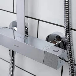 Bristan Quadrato Thermostatic Bar Shower Valve With Rigid Riser + Fast Fit Kit -Shower Baths Discount qdshxdivffc nd1