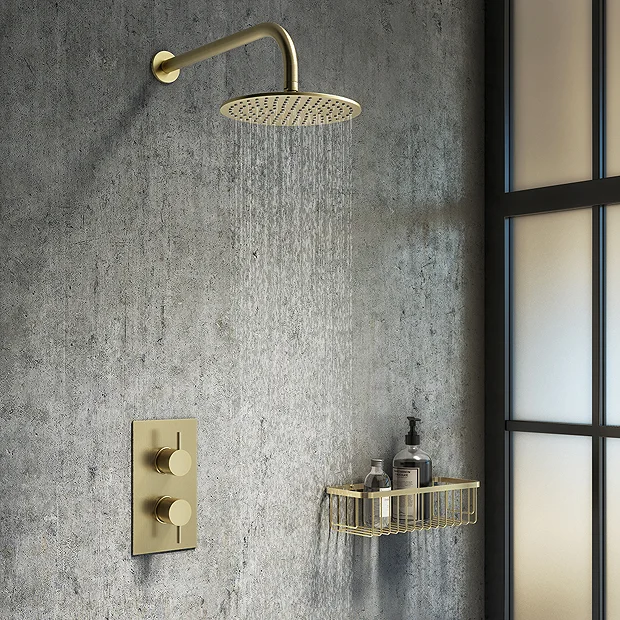 Arezzo Brushed Brass Round Shower Package With Concealed Valve + Head 4 Arezzo Brushed Brass Round Shower Package With Concealed Valve + Head - Image 2